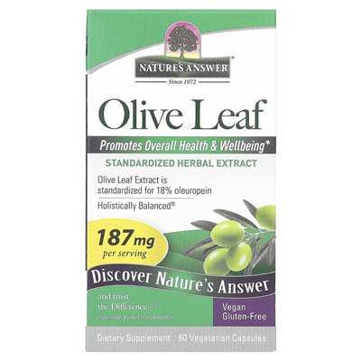 Odpowiedź natury, Olive Leaf, 187 mg, 60 kapsułek wegetariańskich