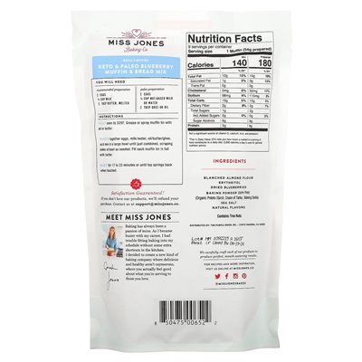 Miss Jones Baking Co, Keto & Paleo Blueberry Muffin & Bread Mix, 10.57 oz (300 g) Miss Jones Baking Co, Keto & Paleo Blueberry Muffin & Bread Mix, 10.57 oz (300 g)