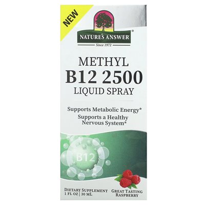 Nature's Answer, Methyl B12 2500, Płynny Spray, Malina, 1 fl oz (30 ml) Nature's Answer, Methyl B12 2500, Płynny Spray, Malina, 1 fl oz (30 ml)