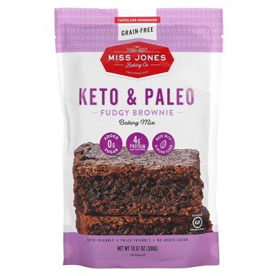 Miss Jones Baking Co, Keto & Paleo Fudgy Brownie Baking Mix, 10.57 oz (300 g) Miss Jones Baking Co, Keto & Paleo Fudgy Brownie Baking Mix, 10.57 oz (300 g)