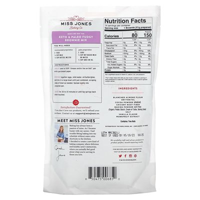 Miss Jones Baking Co, Keto & Paleo Fudgy Brownie Baking Mix, 10.57 oz (300 g) Miss Jones Baking Co, Keto & Paleo Fudgy Brownie Baking Mix, 10.57 oz (300 g)