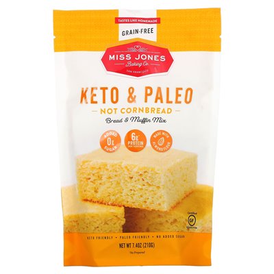 Miss Jones Baking Co, Keto &amp Paleo, Not Cornbread Bread &amp Muffin Mix, 7,4 uncji (210 g)
