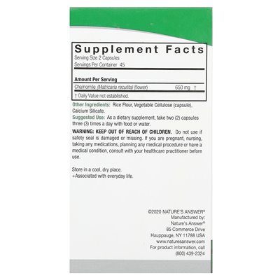 Odpowiedź natury, rumianek, 650 mg, 90 kapsułek wegetariańskich