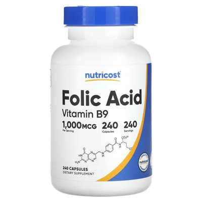 Nutricost, Folic Acid, 1,000 mcg, 240 Capsules Nutricost, Folic Acid, 1,000 mcg, 240 Capsules