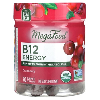 Megafood, B12 Energy, Cranberry, 70 Gummies