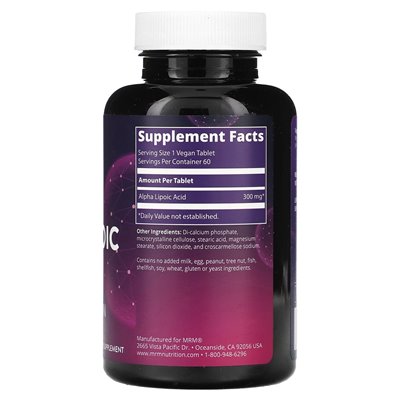 MRM Nutrition, Alpha-Liponsäure, 60 vegane Tabletten