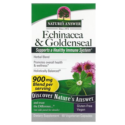 Odpowiedź natury, Echinacea i Goldenseal, 60 kapsułek wegetariańskich