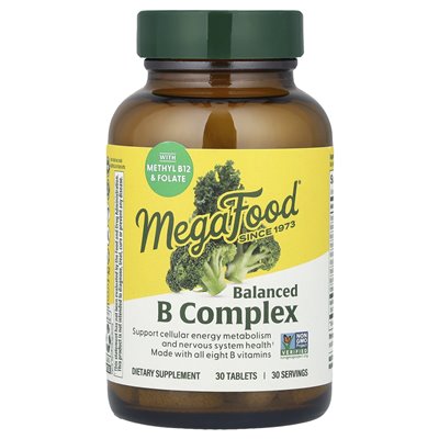 Megafood, zrównoważony kompleks B, 30 tabletek Megafood, zrównoważony kompleks B, 30 tabletek