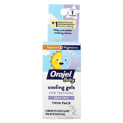 Orajel, Baby Daytime + Nighttime Cooling Gels for Teething, 0+ Years, 2 Tubes, 0.18 oz (5.1 g) Each Orajel, Baby Daytime + Nighttime Cooling Gels for Teething, 0+ Years, 2 Tubes, 0.18 oz (5.1 g) Each