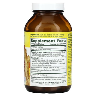 Megafood, Curcumin Extra Strength, Whole Body, 475mg, 120 Tablets (237.5mg per tablet)