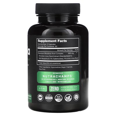 Nutrachamps, Rhodiola, 120 wegańskich kapsułek