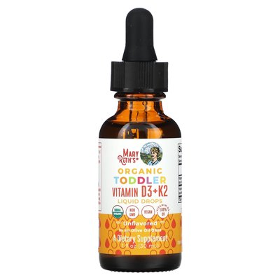 Maryruth's, Organiczna witamina maluch D3 + K2 krople płynne, 1-3 lata, niezmożone, 1 fl oz (30 ml)