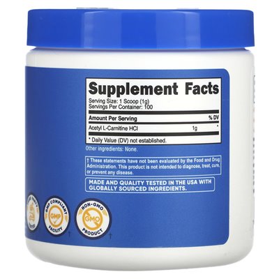 Nutricost, Acetyl L-Carnitine HCl, Unflavored, 3.5 oz (100 g)