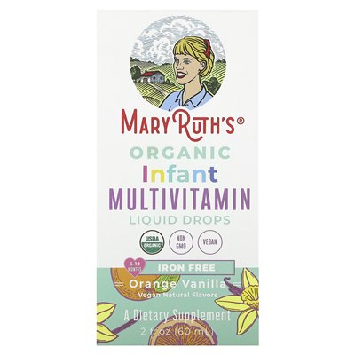Maryruth's, Organic Infant Multiiwitamin płynne krople, wolne od żelaza, 6-12 miesięcy, pomarańczowa wanilia, 2 fl oz (60 ml)