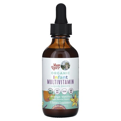 Maryruth's, Organic Infant Multiiwitamin płynne krople, wolne od żelaza, 6-12 miesięcy, pomarańczowa wanilia, 2 fl oz (60 ml)