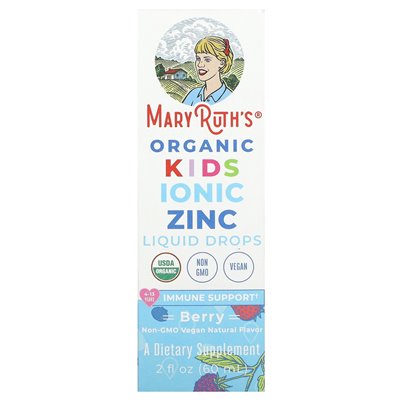 Maryruth's, Organic Kids Ionic Ionic Cynk Liquid Drops, 4-13 lata, Berry, 2 Fl Oz (60 ml)
