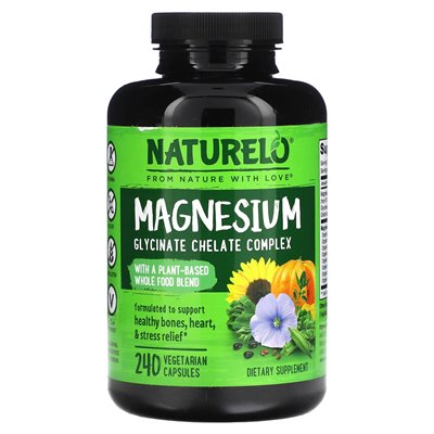 Naturelo, kompleks chelatowy glicynianu magnezu, 240 kapsułek wegetariańskich