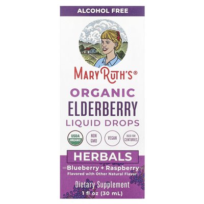 Maryruth's, Bio-Flüssigkeitstropfen mit Bio, alkoholfrei, Blaubeere + Himbeere, 1 fl oz (30 ml)
