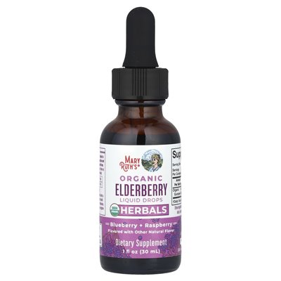 Maryruth's, Bio-Flüssigkeitstropfen mit Bio, alkoholfrei, Blaubeere + Himbeere, 1 fl oz (30 ml)