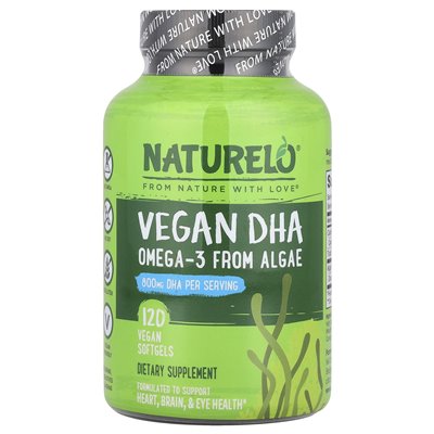 Naturelo, veganes DHA, Omega-3 aus Algen, 800 mg, 120 vegane Softs (400 mg pro Soft)