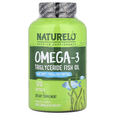 NATURELO, Olej rybny z trójglicerydowymi kwasami omega-3, 1100 mg, 120 kapsułek miękkich NATURELO, Olej rybny z trójglicerydowymi kwasami omega-3, 1100 mg, 120 kapsułek miękkich