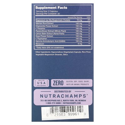 Nutrachamps, Dreamrite, 60 łatwych do spłaty kapsułek wegetariańskich