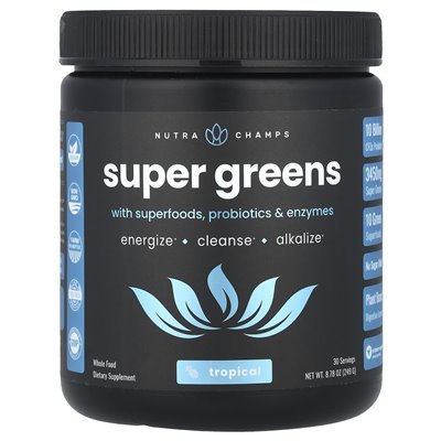 Nutrachamps, Super Zielone, z pożywieniem, probiotykami i enzymami, tropikalnymi, 8,87 uncji (249 g)