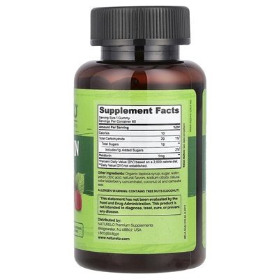 Naturelo, Melatonin Gummies, dla dzieci, truskawki, 60 wegetariański