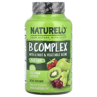Naturelo, B-Komplex mit einer Mischung aus Obst und Gemüse sowie COQ10, 120 vegetarische Kapseln