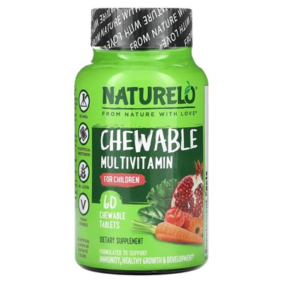 Naturelo, multiwitamina do żucia dla dzieci, 60 tabletek do żucia