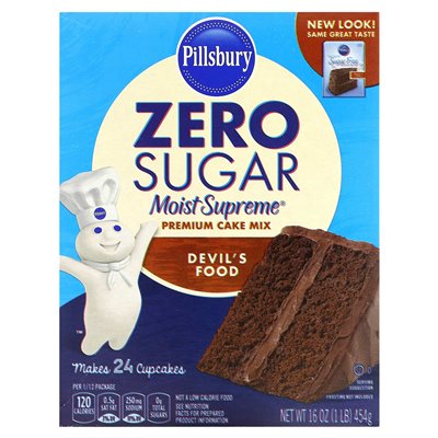 Pillsbury, Zero Sugar, Premium Cake Mix, Devil's Food, 16 uncji (454 g)