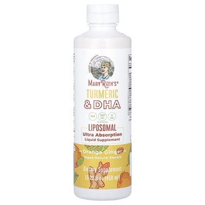 Maryruth's, Turmeric &amp DHA Liposomal Supplement, pomarańczowy imbir, 15,22 Fl Oz (450 ml)