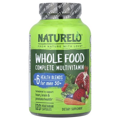 Naturelo, Whole Food Multiwitamin dla mężczyzn 50+, 120 kapsułek wegetariańskich