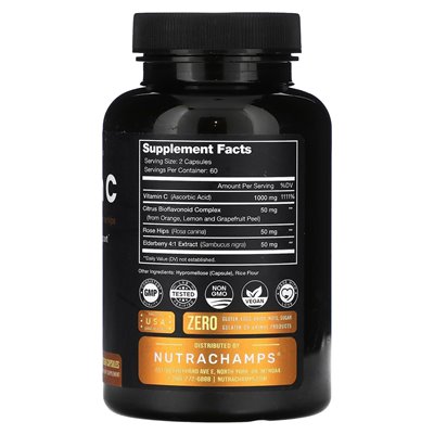 Nutrachamp, witamina C, 120 wegańskich kapsułek